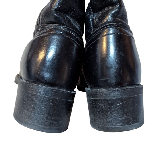 Vintage Neoprene Vulcan Soles Western Leather Cowboy Black  Boots Sz 8.5D - Picture 6 of 9